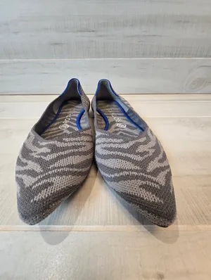 {9.5} Rothy's Gray Zebra Pointed Slip On Ballet Shoe thumbnail 5