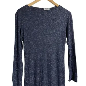 Rachel Pally Navy Metallic Ribbed Mara Maternity Long Sleeve Midi Dress Size S thumbnail 6