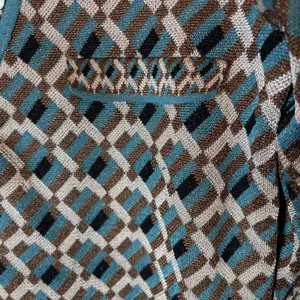 Zara Knit Jacquard‎ Dress Long Sleeve Geometric Print Mini Teal Brown Size Small thumbnail 5