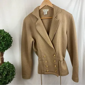Regina Porter Brown Vintage Quilted Double Breast Long Sleeve Button Jacket S thumbnail 3