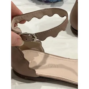 Triver Flight Scalloped Ankle Strap Flats Leather Ballet Shoes‎ Size 37 Tan thumbnail 4