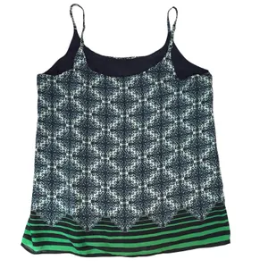 Cabi Womens Camisole Navy Green Damask Striped Boho Layering Tank Top XL thumbnail 2