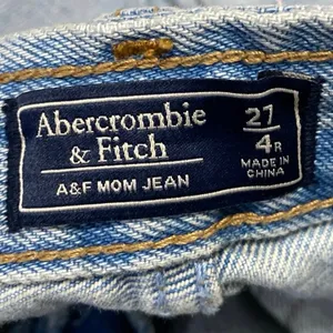 Abercrombie & Fitch Blue High Rise Distressed Frayed Hem Straight Denim Jeans 27 thumbnail 4