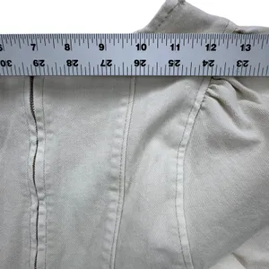 DO+BE Cream Heyward Denim Peplum Top Womens XS Ivory Square‎ Neck Puff Sleeve thumbnail 5