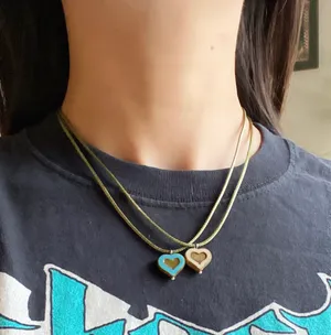 Handmade unique quality Czech glass heart bead fairy boho vintage retro style necklace🌿✨ thumbnail 6
