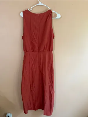 SHEIN Sleeveless Midi Dress with Side Knot in Rust thumbnail 5