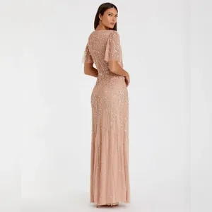 Mac Duggal 35109 Pink Embellished Flutter Sleeve Gown Dress MOB $698 thumbnail 5