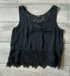 Étam lace trim tank top Black thumbnail 1