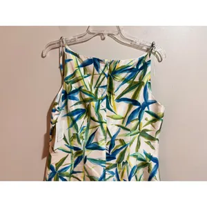 Liz Claiborne Silk Sheath Dress Womens 8 White Blue Green New Tropical Mini Tie thumbnail 11