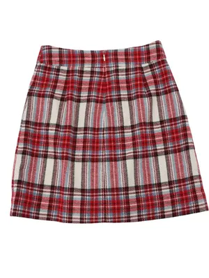 NWT J. Crew Nello Gori Inverted Pleated Mini Skirt Red Vintage Plaid Wool 00 thumbnail 5