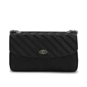 Balenciaga BB Satin Jacquard Black Logo Scarf Chain Shoulder Crossbody Bag Purse thumbnail 3