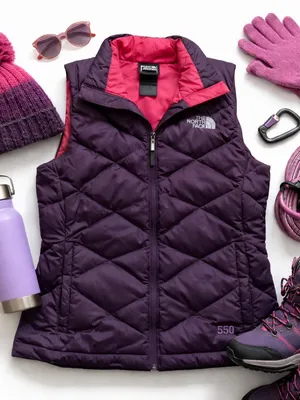 The North Face 550 Down Puffer Vest Women’s Small Plum Pink Hiking Outdoor EUC thumbnail 14