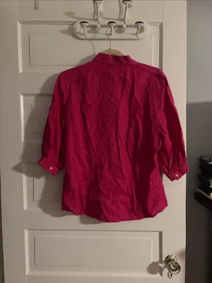 Ralph Lauren Classic Linen Button-Front Women's Shirt - Hot Pink thumbnail 3
