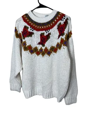 Vintage Carriage Court Cream Fair Isle‎ Knit Sweater Women's M Ramie Acrylic thumbnail 1