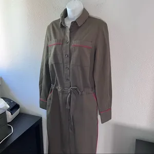 Boden Olive Denim Jumpsuit Green Size 8 thumbnail 3