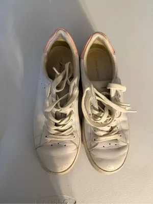 Tory Burch Howell Court Sneaker White Leather w/ Pink lace up Shoes Size 7 thumbnail 2