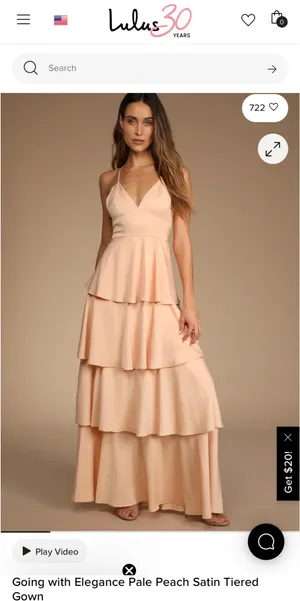 Lulus Peach Satin Tiered Maxi Dress thumbnail 4