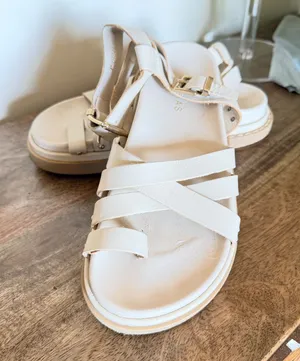 ALOHAS Cream‎ Leather Gladiator Sandals Womens EU36 Toe Loop Chunky Platform thumbnail 1