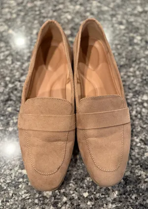 Old Navy Taupe Suede Penny Loafers thumbnail 1
