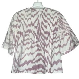 Saylor Lavender White Ikat Pintucked Tie Front Top Size Small thumbnail 7