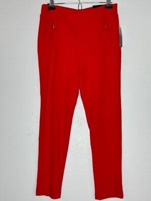 SOHO Apparel Red Slim Ankle Pants Zip Pocket Stretch Career Chic Size M NWT thumbnail 2