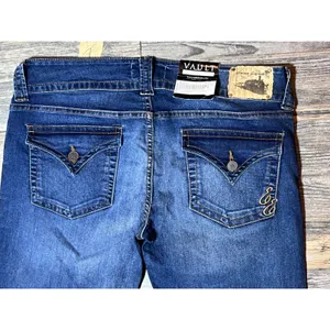 NWT Emerson Edwards Flare Boot Cut Jeans Dark Wash Size 32 Mid Rise Raw‎ Hem thumbnail 11