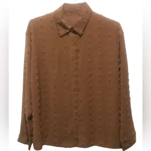 Elegant Brown Button Down Shirt for Women oversized Med thumbnail 6
