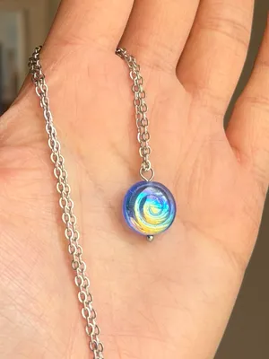 Handmade spiral swirl uzumaki funky boho fairy style simple necklace🌀 thumbnail 3