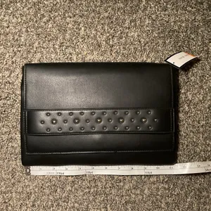 Black Clutch purse With Silver Studded Beading‎ Stud Clutch Classy Edgy Dressy thumbnail 5