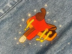 Vintage cotton denim Jean jacket horse / ranch / cowgirl theme embroidered patch thumbnail 6