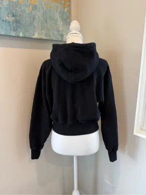 Aritzia TNA Women's Black Boyfriend Fit Cropped Zip Hoodie 2XS thumbnail 2