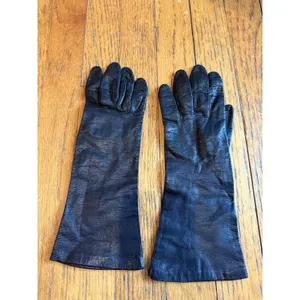 Vintage Carson Pirie Scott France Made Women's Black Leather Gloves Size 6.5 thumbnail 5