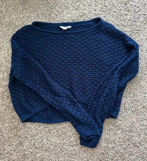 Navy Blue Cropped Sweater  thumbnail 1