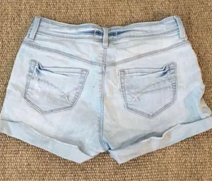 Bullhead Denim Co Jean Shorts "High Rise Short Short" Light Blue with Rivets-3 thumbnail 2