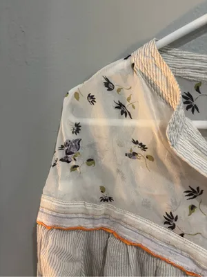 Free People Hearts and Colors M Ivory Blouse Sheer Ivory Neutral Oversize Top thumbnail 3