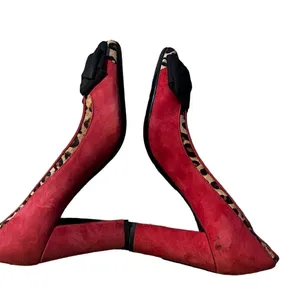 Isaac Mizrahi NY Women's Red Suede Leopard Print Pumps Size 7.5 Bow Detail thumbnail 7