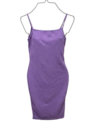 SHEIN Lilac Textured Square Neck Midi Dress thumbnail 2