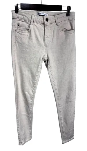 Zara Skinny Jeans Women's High‎ Rise Stretch Denim Cream Size 4 thumbnail 1