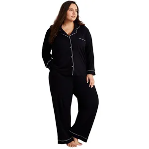 NEW State of Day Womens Ribbed Piper Pajama Pants Black 3X thumbnail 6