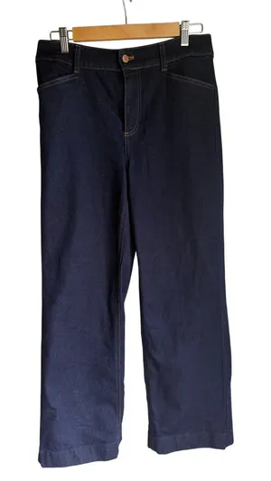 Talbots Dakota Wash Wide Leg Jeans Petite 8P Dark Wash High Rise Stretch Denim thumbnail 1