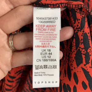 Topshop Size 12 Top Red Leopard Print Ruched Prairie Corset Long‎ Sleeve Women’s thumbnail 8