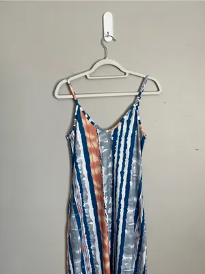 Blue Striped Spaghetti Strap Maxi Dress Sz M Size M thumbnail 4