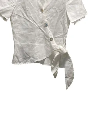 H&M Linen Wrap Top White Size 2 Coastal Beach Minimalist Vacation Lightweight thumbnail 8