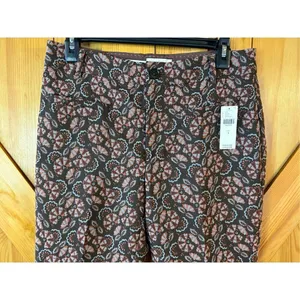 Anthropologie The Essential Slim Pant Brown Motif Floral Ankle Womens Size 4 nwt thumbnail 4