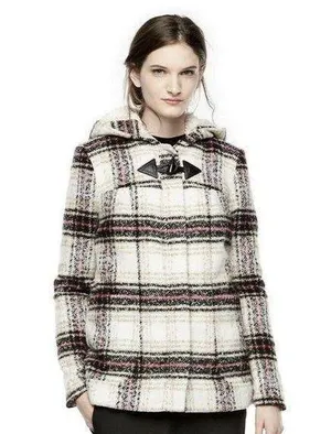 NWT Women's Thakoon for DesigNation Kohl's Plaid Hooded Flannel Coat Sz Medium thumbnail 1
