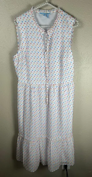 Draper James Size 14 Dress White Colorful Textured Dots Kidcore Clowncore Midi thumbnail 1