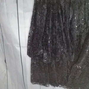 David's Bridal Short Sleeve Illusion Lace Tiered Ruffle Black Homecoming Dress thumbnail 11