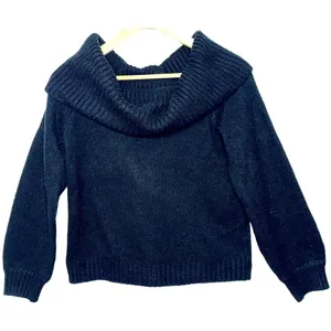 Abercrombie & Fitch Black Knit Off-The-Shoulder Cowl Turtleneck Sweater Size S thumbnail 1
