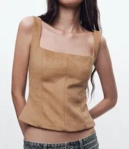 Zara faux fur corset top thumbnail 1