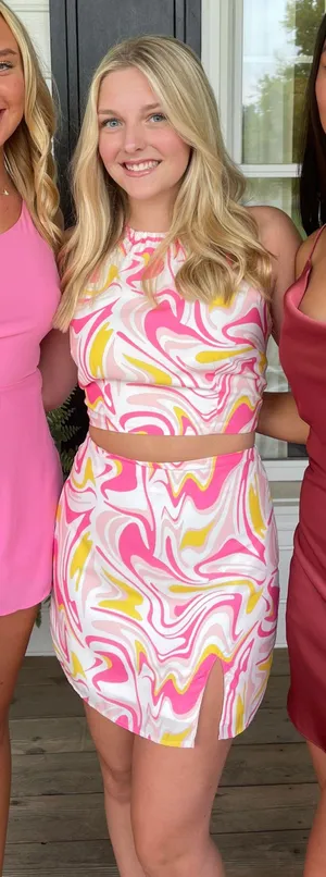 pink And Yellow Swirl Skirt Set thumbnail 5